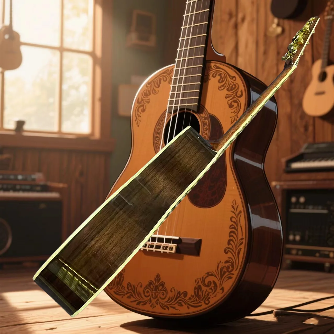 40 بوصة/مخصص OM42 توقيع/قمة من خشب التنوب الصلب/لوحة أصابع من خشب الورد/6 جيتار صوتي من الخشب الصلب عالي الجودة #5