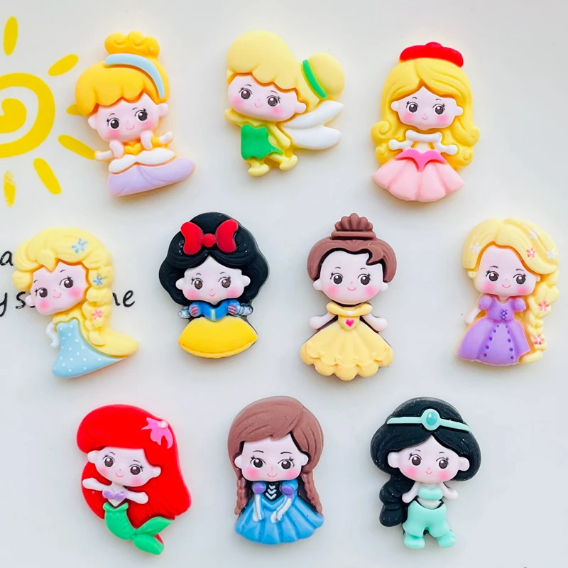 10 buah baru Mini Kawaii kartun putri seri Resin buku tempel Diy perhiasan jepit rambut tali kepala bagian dekorasi