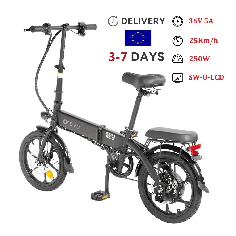 

EU Stock DYU A1F E Bike 16 Inch 36V 250W Motor Portable Folding Electric Bicycle Fat Tire For Adult Designated Driving