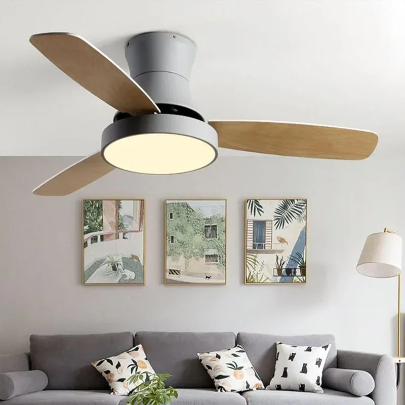 Low Floor With Electric Fan Nordic Celling Fan Lamp Dining Room Living Room Wood Simple Suction Ceiling Off Fan Lamp