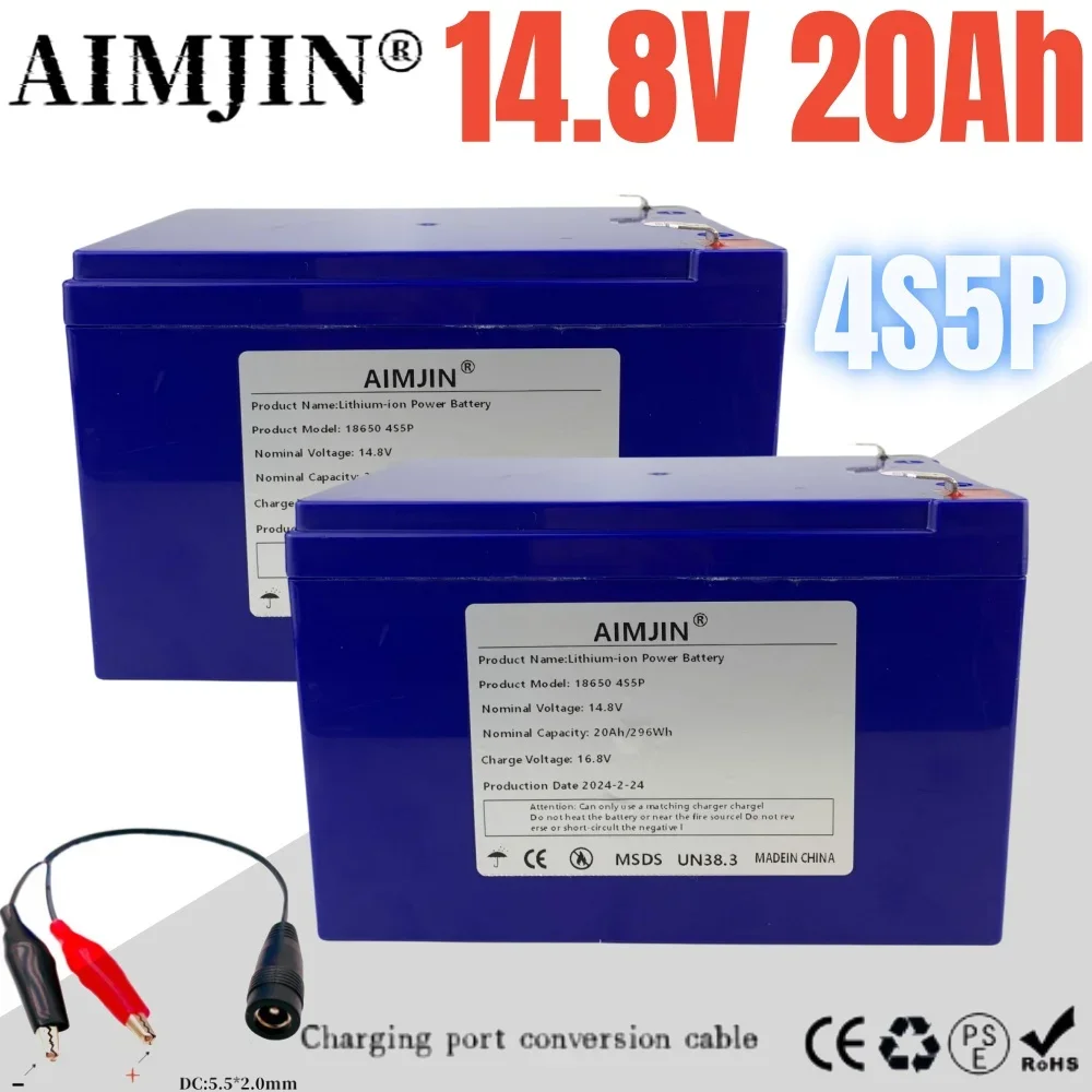 

New 4S5P 14.8V 20Ah Lithium-ion Battery Pack Built-in BMS Suitable for 16.8V Equipment, High-power Inverter, Tourist Car Solar