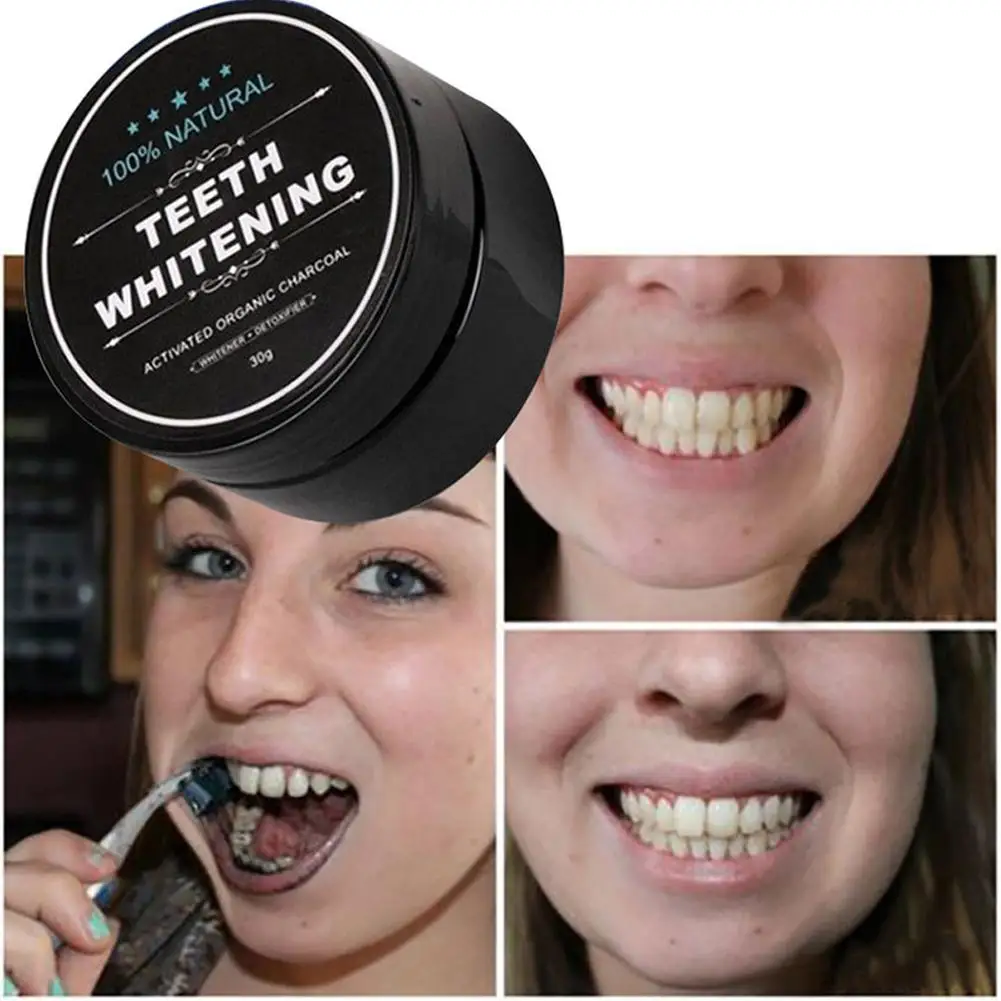 Teeth Whitening Black Charcoal Powder Brightening Yellow Teeth Remove Plaque Stain Oral Hygiene Fresh Breath Dental Care