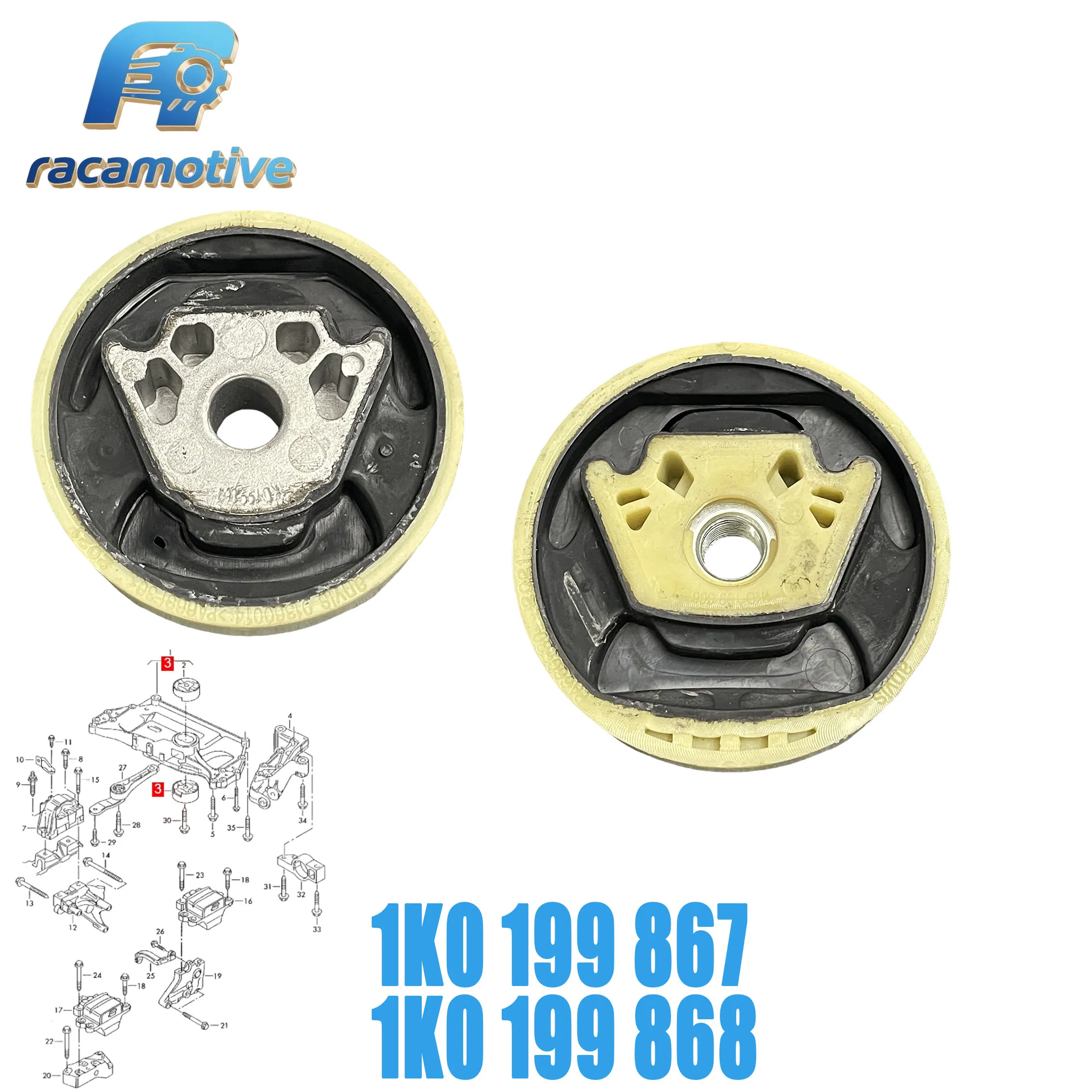 Para VW Jetta Golf MK6 Passat B6 CC Tiguan AudiQ3 Skoda Octavia Kit de soporte de montaje de motor superior e inferior trasero 1K0199867 1K0199868