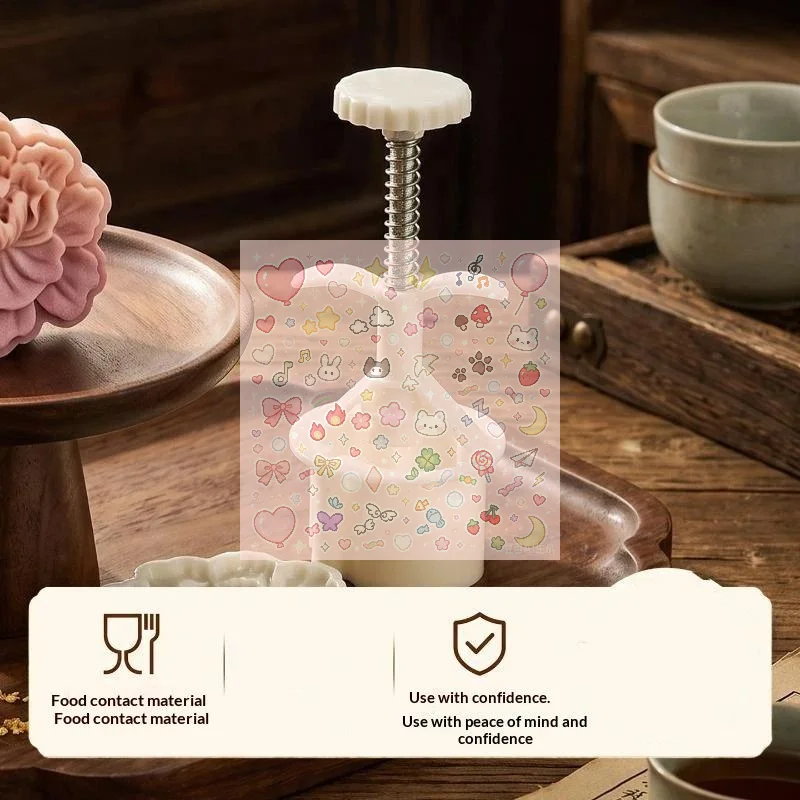 Mid Autumn Festival Round Mooncake Mold 75g Peony Flower Shape Moon Cake Mould DIY Fondant Cake Decoration Tools Hand Press Mol