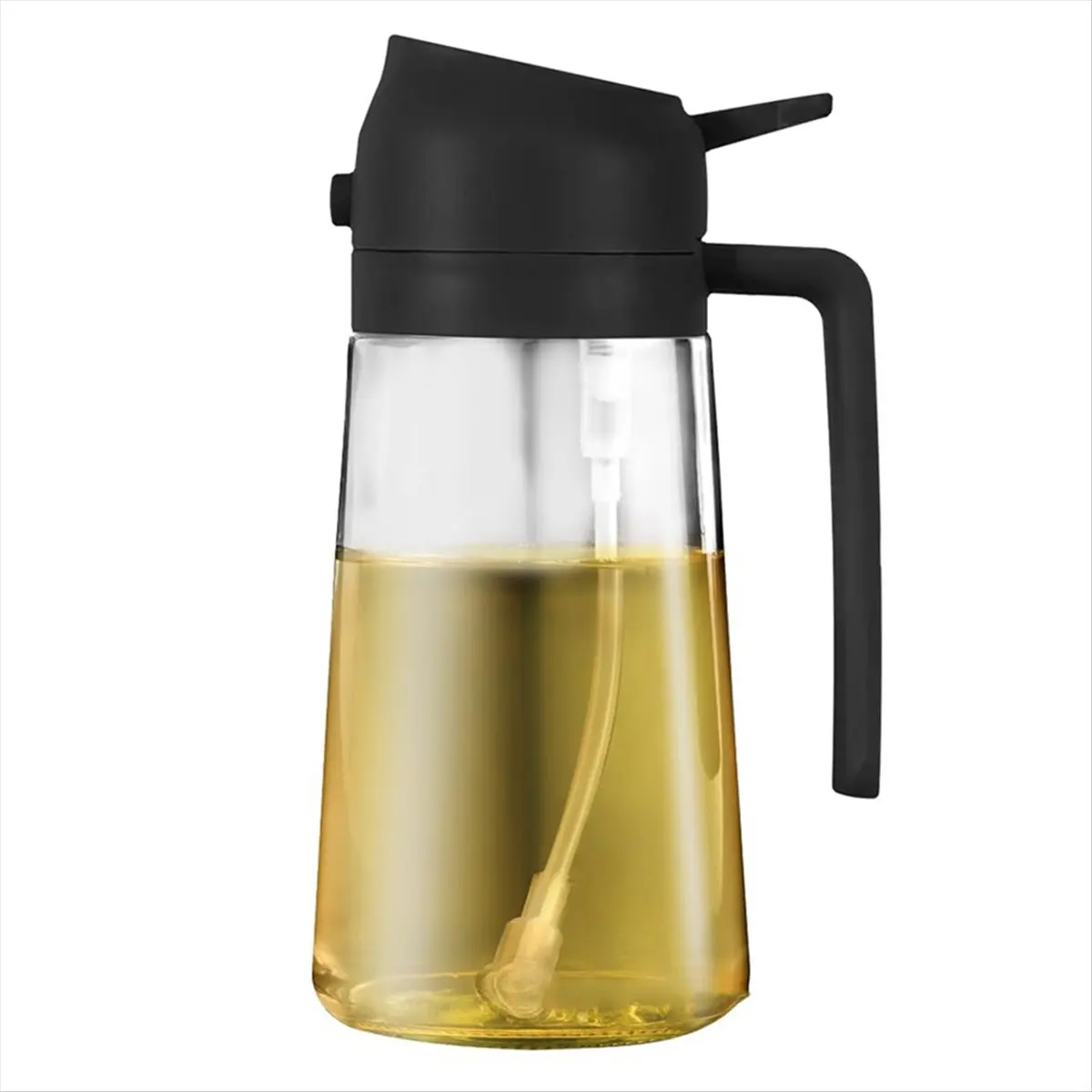 DT56 2-in-1 Glass Oil Dispenser, Suitable for Kitchen Cooking and Air Fryer Accessories, Push-Type Without Oil