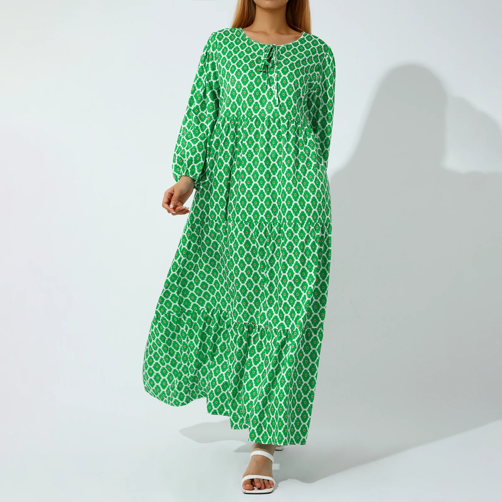 Robe Maxi Boho à Manches Bouffantes pour Femme, Élégante, Décontractée, Florale, Proximité, Wstring, Col en V, Robes de Plage de Vacances, Robe de Soirée, Éducatif, Été, 2024