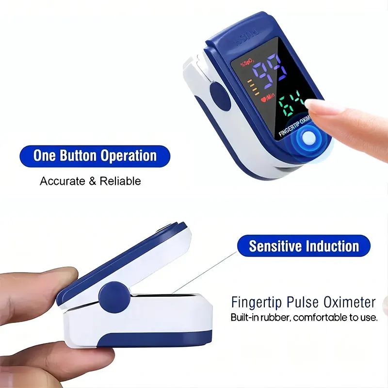 Fingertip Oximeter Blood Oxygen Saturation Monitor SpO2 With Pulse Rate Measurement Portable LED Display No Battery