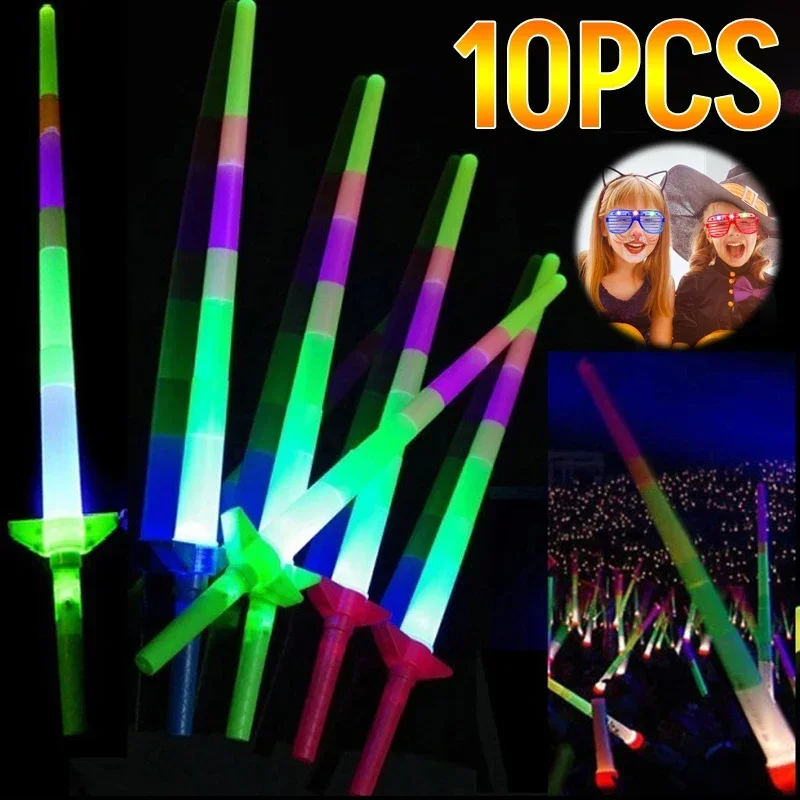 

20PCS 4 Section Extendable LED Glow Stick Sword-toy Kids Toy Flashing Stick Concert Party Props Halloween toys Christmas Toys