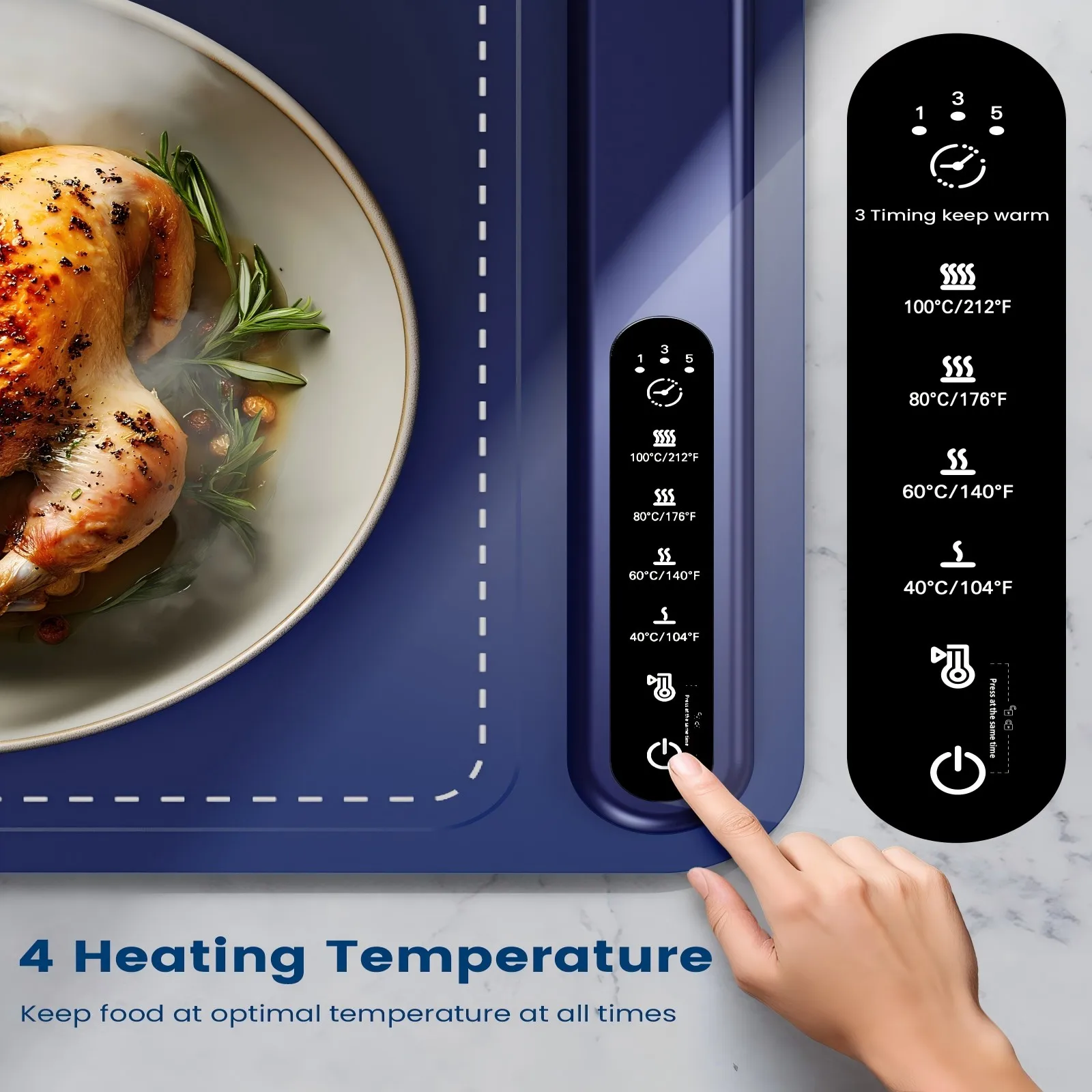 Roll up food heating pad - Level 4 temperature fast heating silicone hot plate, lifting feet to protect the dining table