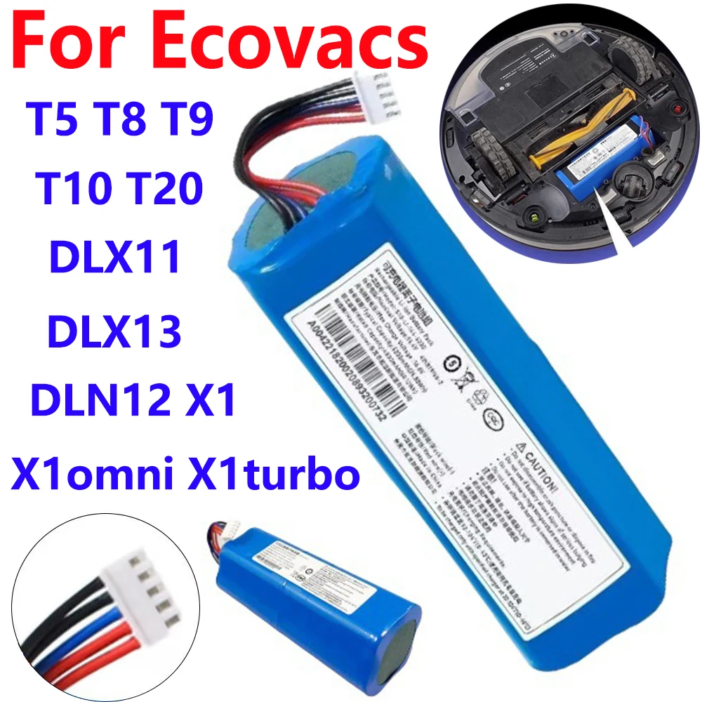 100%NEW 14.8V Li-ion Battery For Ecovacs Deebot T5 T8 T9 T10 T20 DLX11 DLX13 DLN12 X1 X1omni X1turbo Sweeping Robot Battery Part
