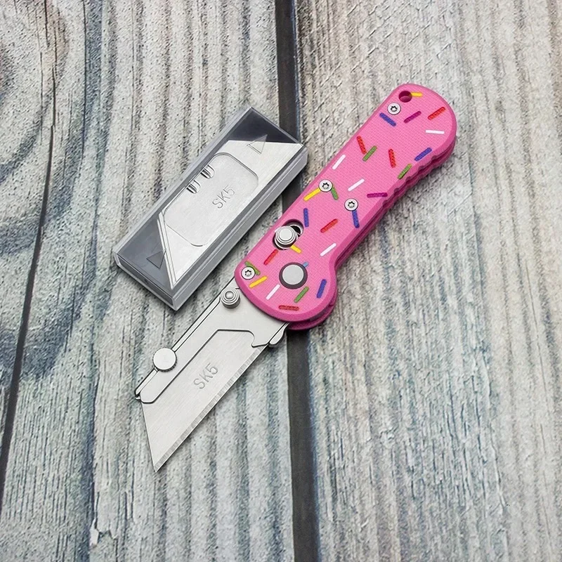 BHBT G10 Mini Folding Pocket Utility Knife Stationery Aluminum Alloy Portable EDC Box Cutter With Replaceable Blades