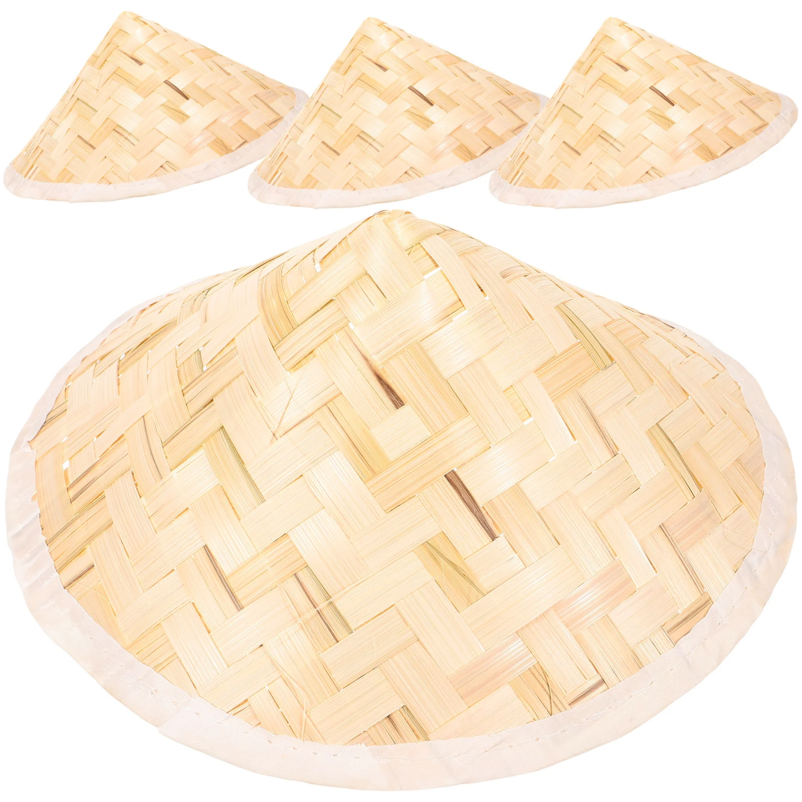 4 Pcs Bamboo Hat Conical Caps Decorate UV Protection Sun Block Bamboo Weaving Kids Toddler Hats