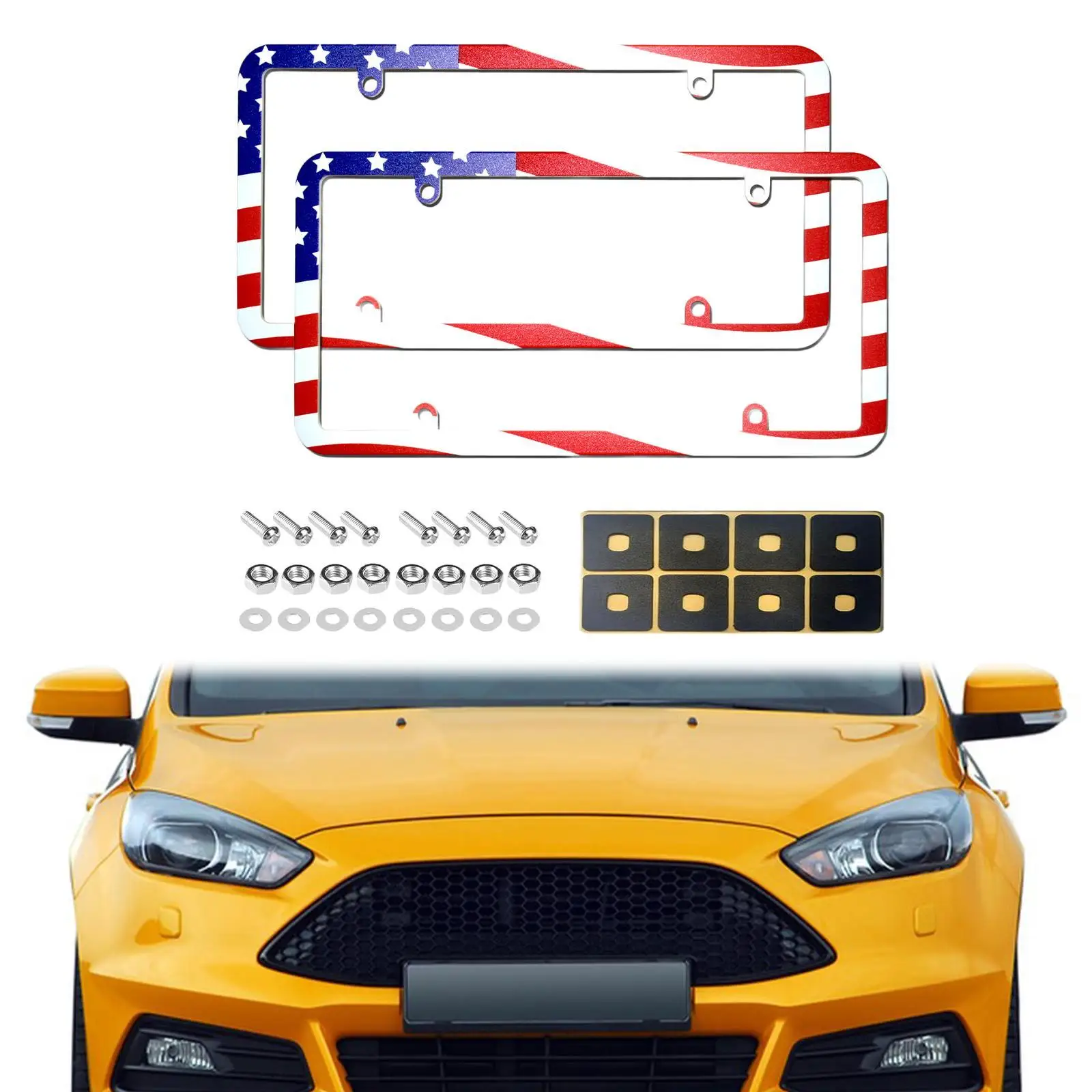 

2 шт., рамки для номерного знака с американским флагом, рамка для автомобильного знака с флагом США, рамка для автомобильного знака, рамка для передней или задней панели для женщин и мужчин, авто