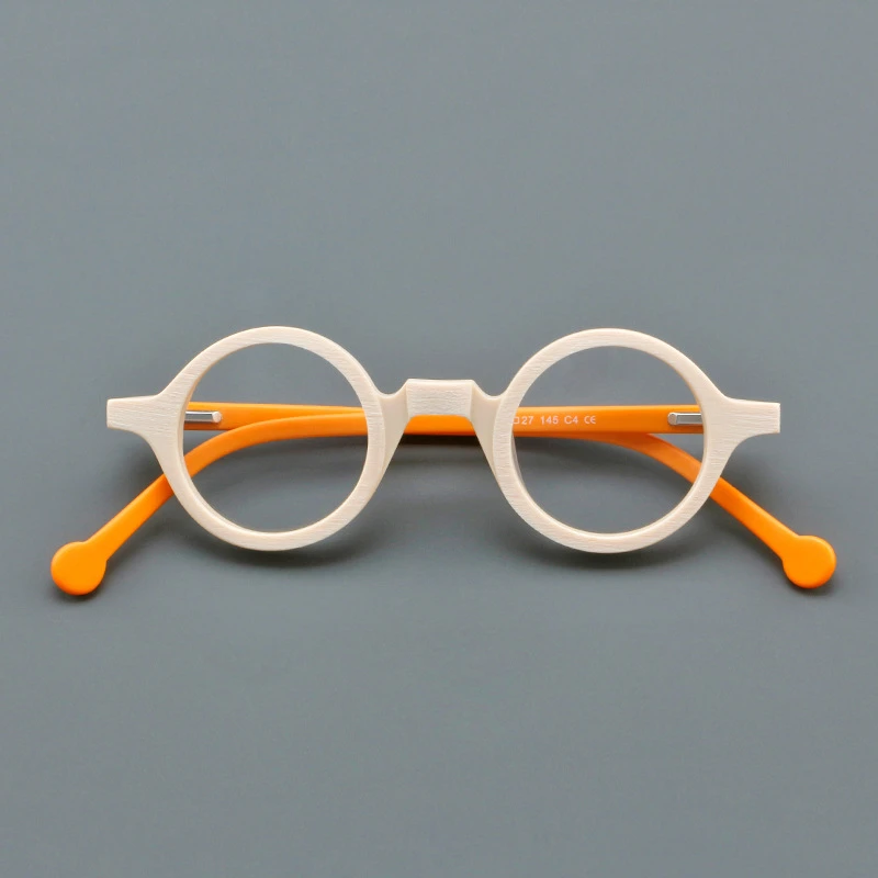 White and Orange Retro Female Round EyeGlasses Frame Male for Women Optical Glasses Frame Men Glasses Prescription Frame