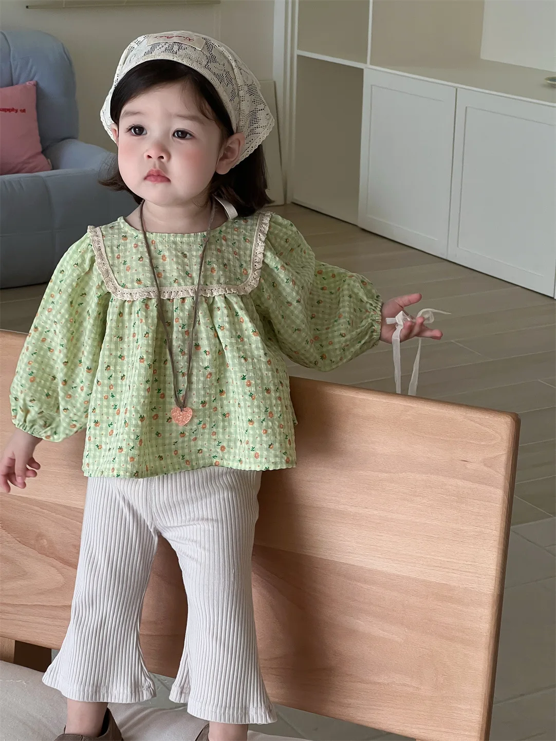 2025 Autumn New Baby Long Sleeve Loose Shirts Cotton Girls Cute Sweet Print Blouse Toddler Casual Plaid Tops Infant Clothes
