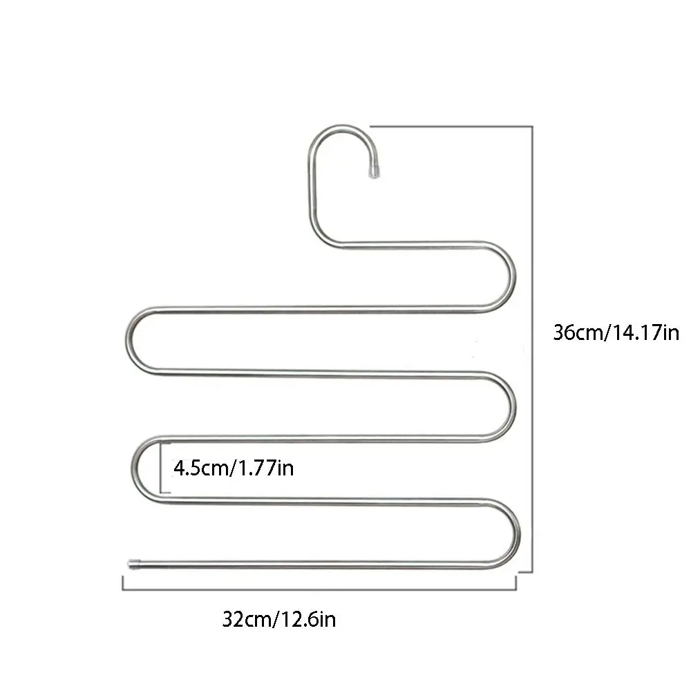 5pcs Stainless Steel Pants Rack Five-Layer Anti Slip Multi-Layer Hanger S-shaped Design Multi-Functional Storage Rack