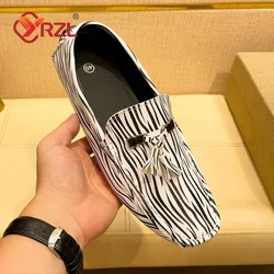YRZL Men White Loafers Tassel Casual Luxury Men Shoes Handmade PU Leather Moccasins Light Breathable Slip on Boat Shoes for Men