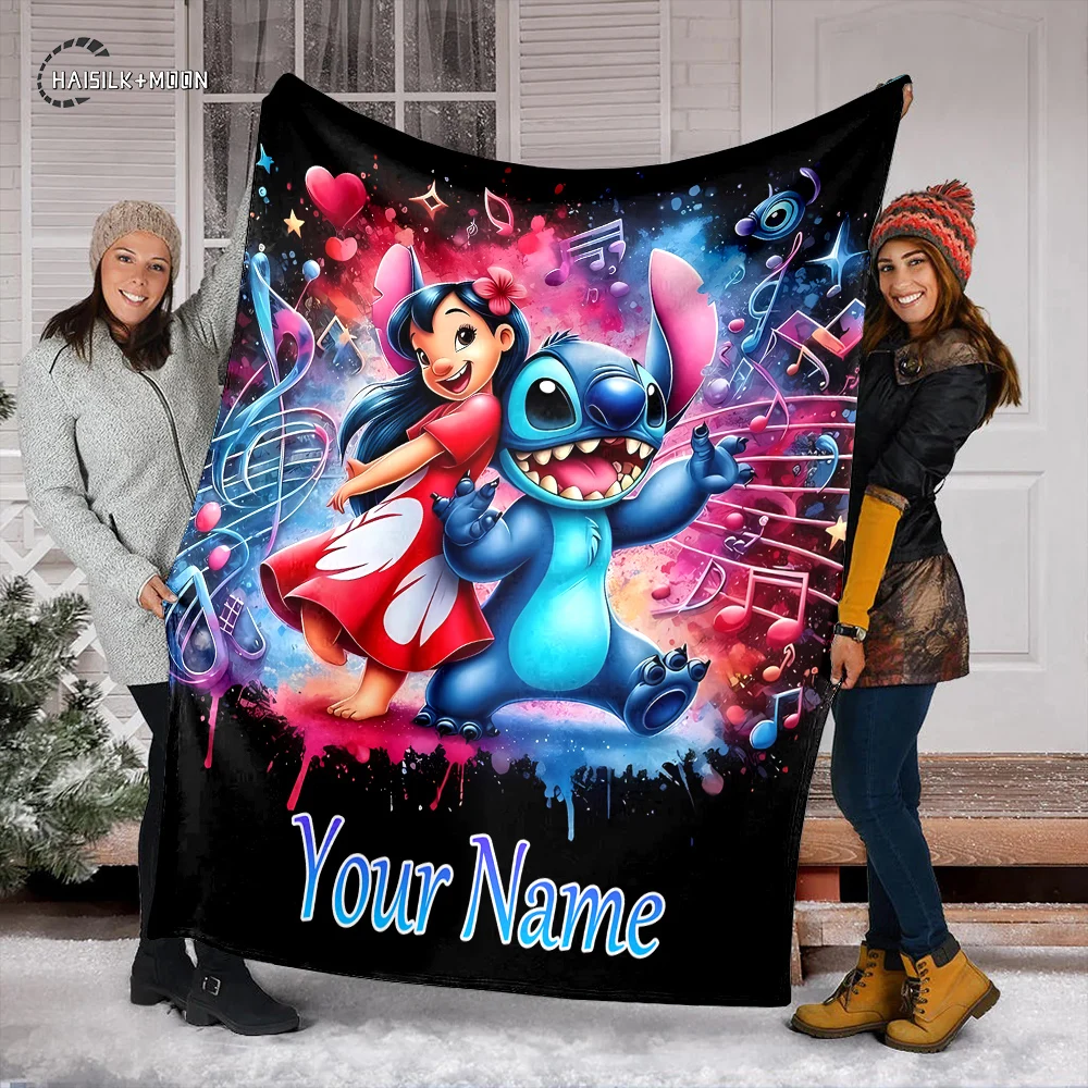 Nome personalizado cobertor personalizado disney ponto fofo macio flanela sofá adulto cobertor escritório almoço break cobertor presente do miúdo