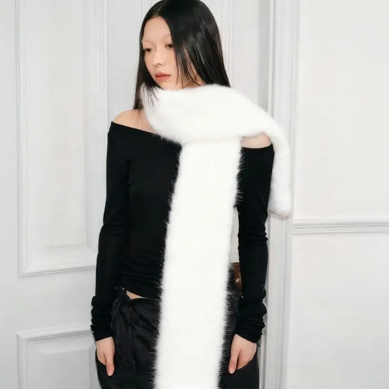 

180 см удлиненный шарф из искусственного меха с драпировкой поверх женщин, роскошные накидки на плечи, нечеткая длинная шаль, толстая пушистая меховая шея, теплый декор