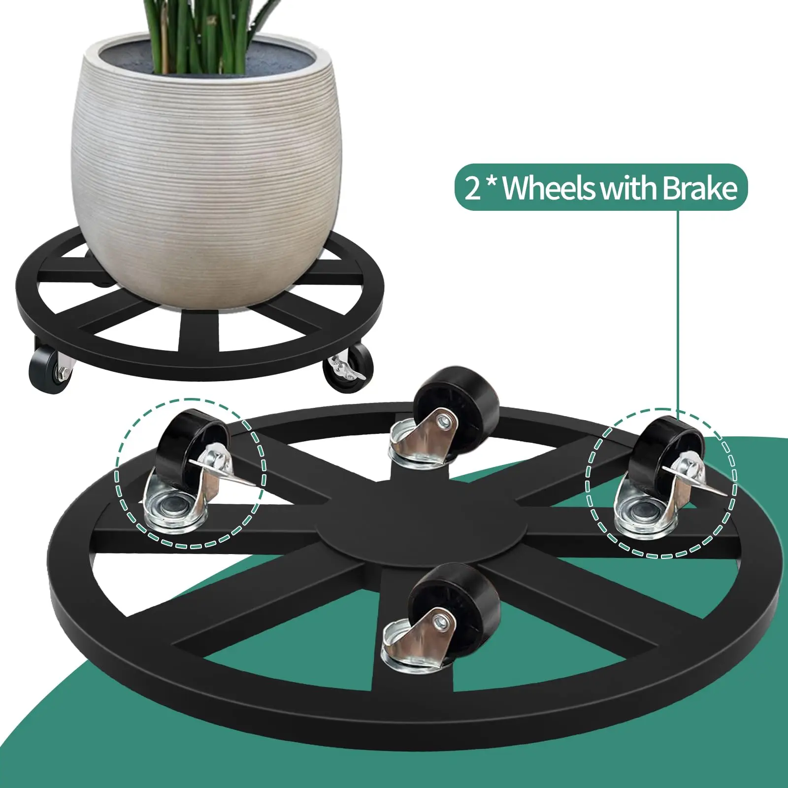 Strong Load Bearing 360 Swivel Wheels Plant Pot Holder Durable Garden Plant Moving Tray Planter