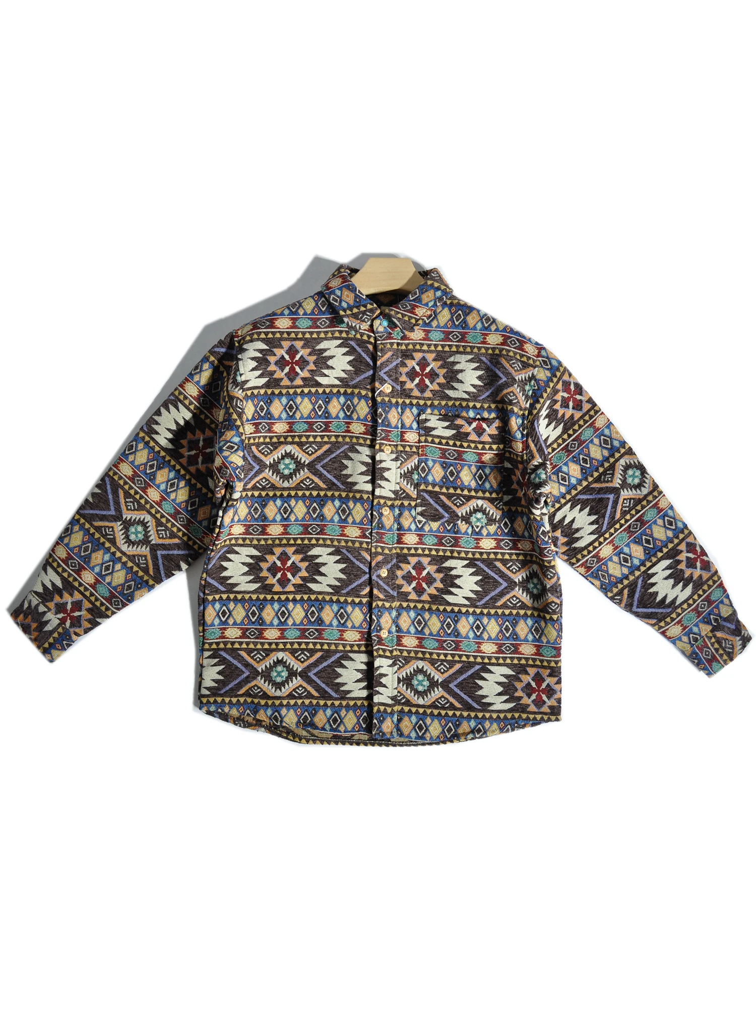 

Baroque Sle Long Sve irt Heavyweight Floral Embroidery Casual Layering Outerwear Men's Loose Fit Polyester Cotton Blen...