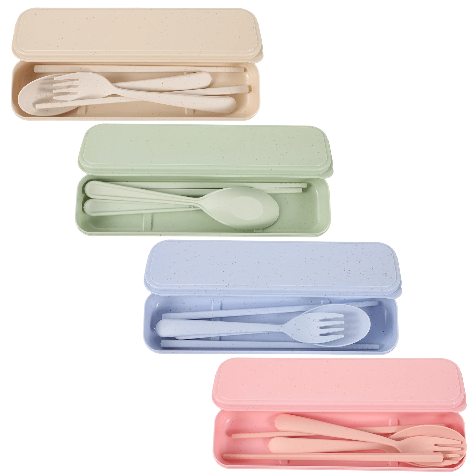 

4 Sets Portable Tableware Reusable Fork Spoon Chopsticks Travel Utensils Silverware Folding