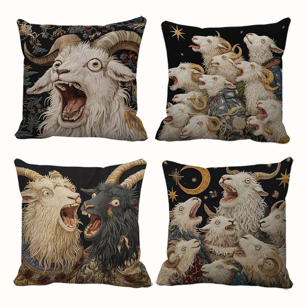 Exquisite Goat-Printed Cushion Covers: Fantasy-Inspired Decor for Your Home Sofa cushion cover home room decoration