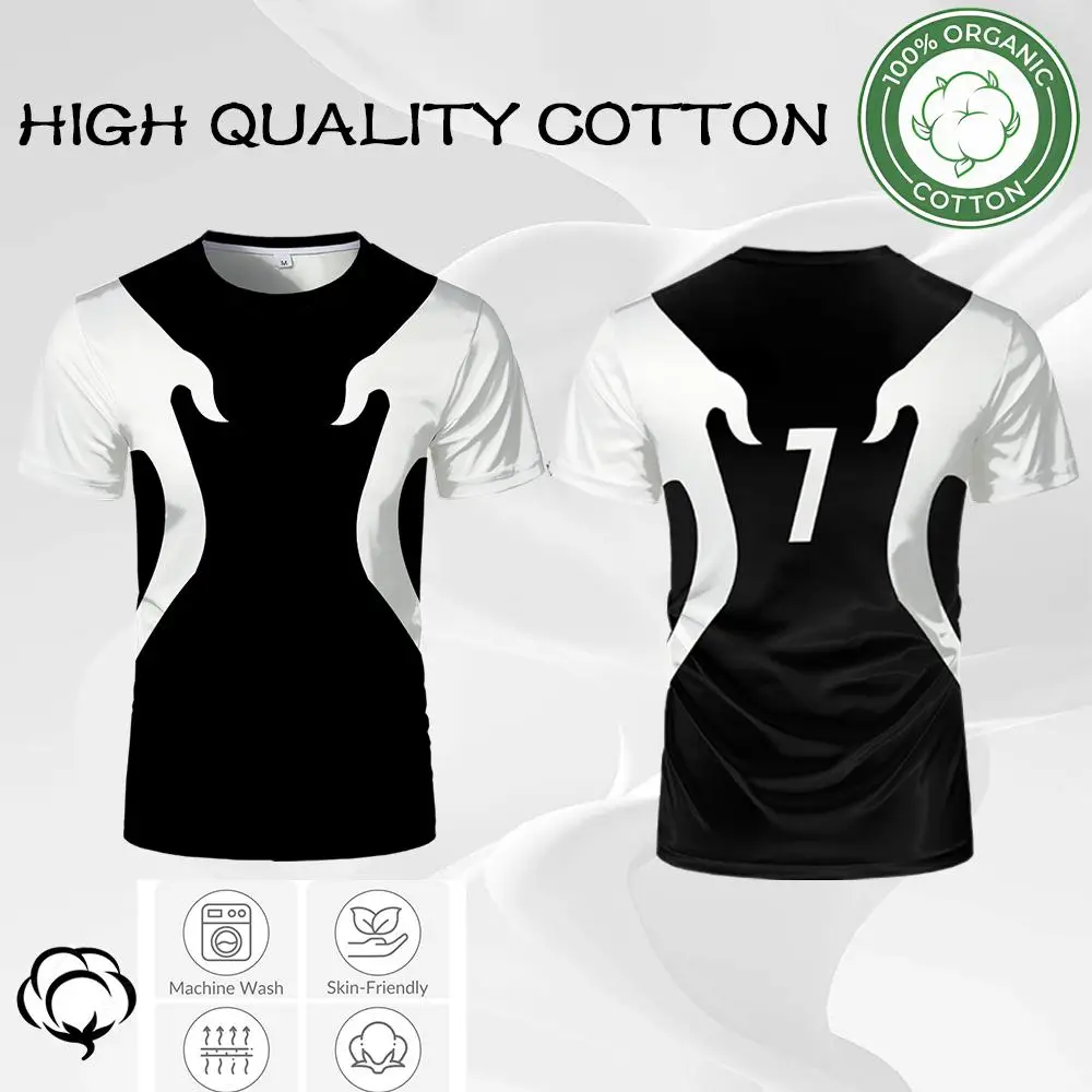 

Classic Black And White Splicing 100% Cotton T-shirt Men's Gym Running Fitness Soft Tops Muscle Line Design Unisex Custom Jersey