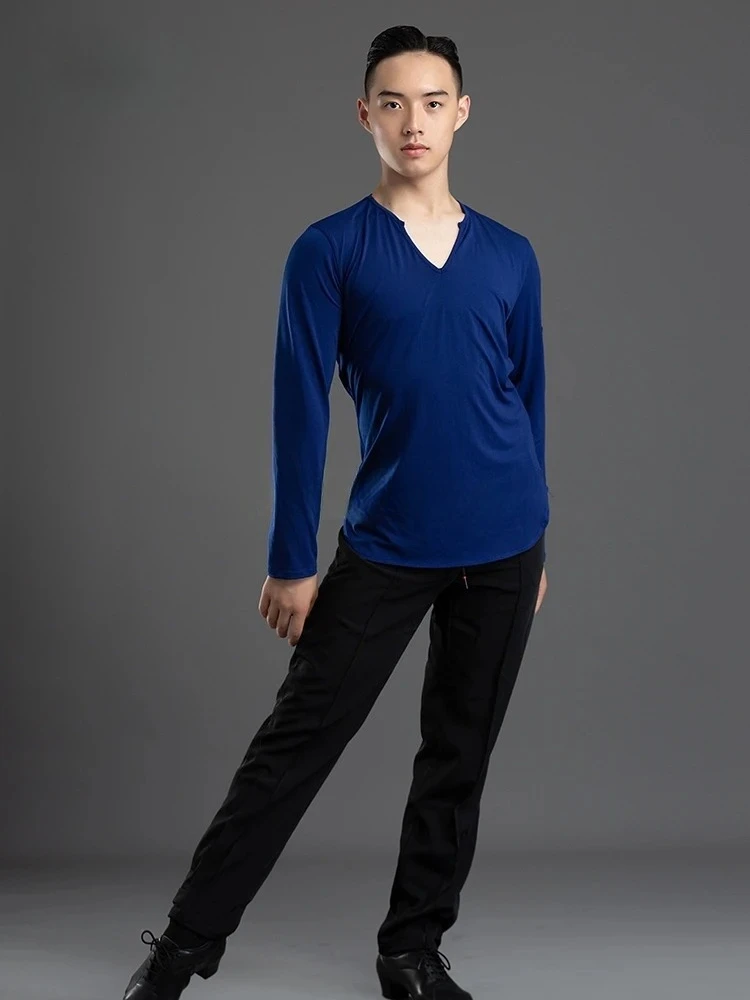 ผู้ชายมืออาชีพหลวมยาวแขนสั้นเสื้อชุดเต้นรําละตินการฝึกอบรมฤดูร้อนใหม่