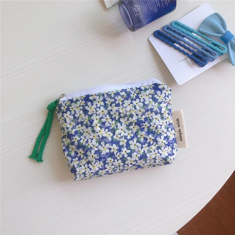 Mini monedero de algodón puro Floral coreano, auriculares, lápiz labial, bolsa de almacenamiento, bolsa para tarjetas, Mini monedero para niñas