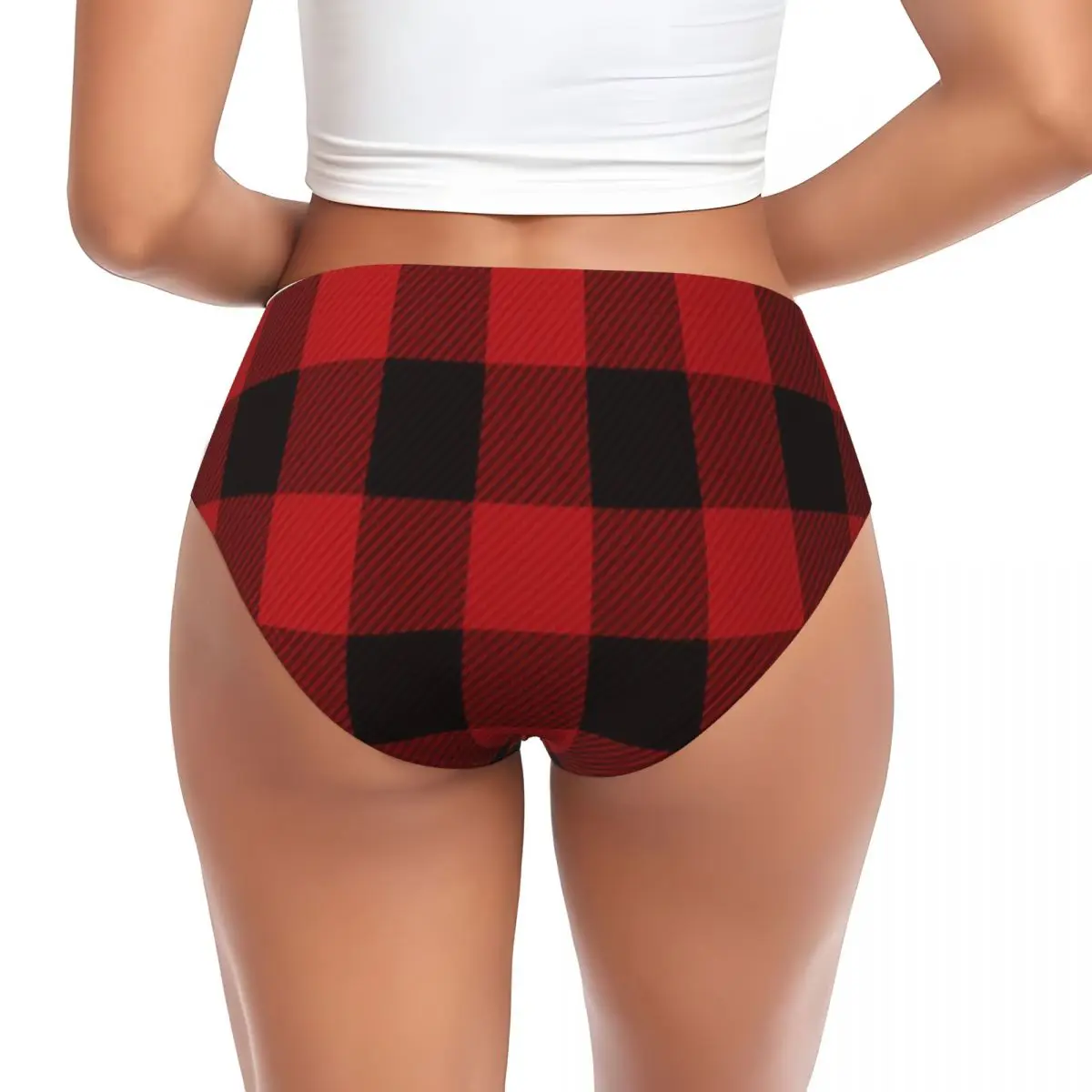 Custom Country Christmas Cottage Primitive Lumberjack Buffalo Plaid Panties Briefs Women's Briefs Underwear Female Underpants