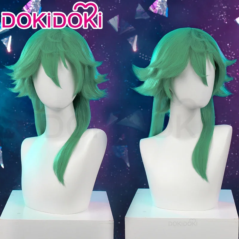 متوفر في المخزون شعر مستعار Ezreal لعبة شعر مستعار تأثيري DokiDoki الرجال الشعر الأخضر القلب Ezreal شعر مستعار تأثيري مقاومة للحرارة الشعر غطاء شعر مستعار مجاني