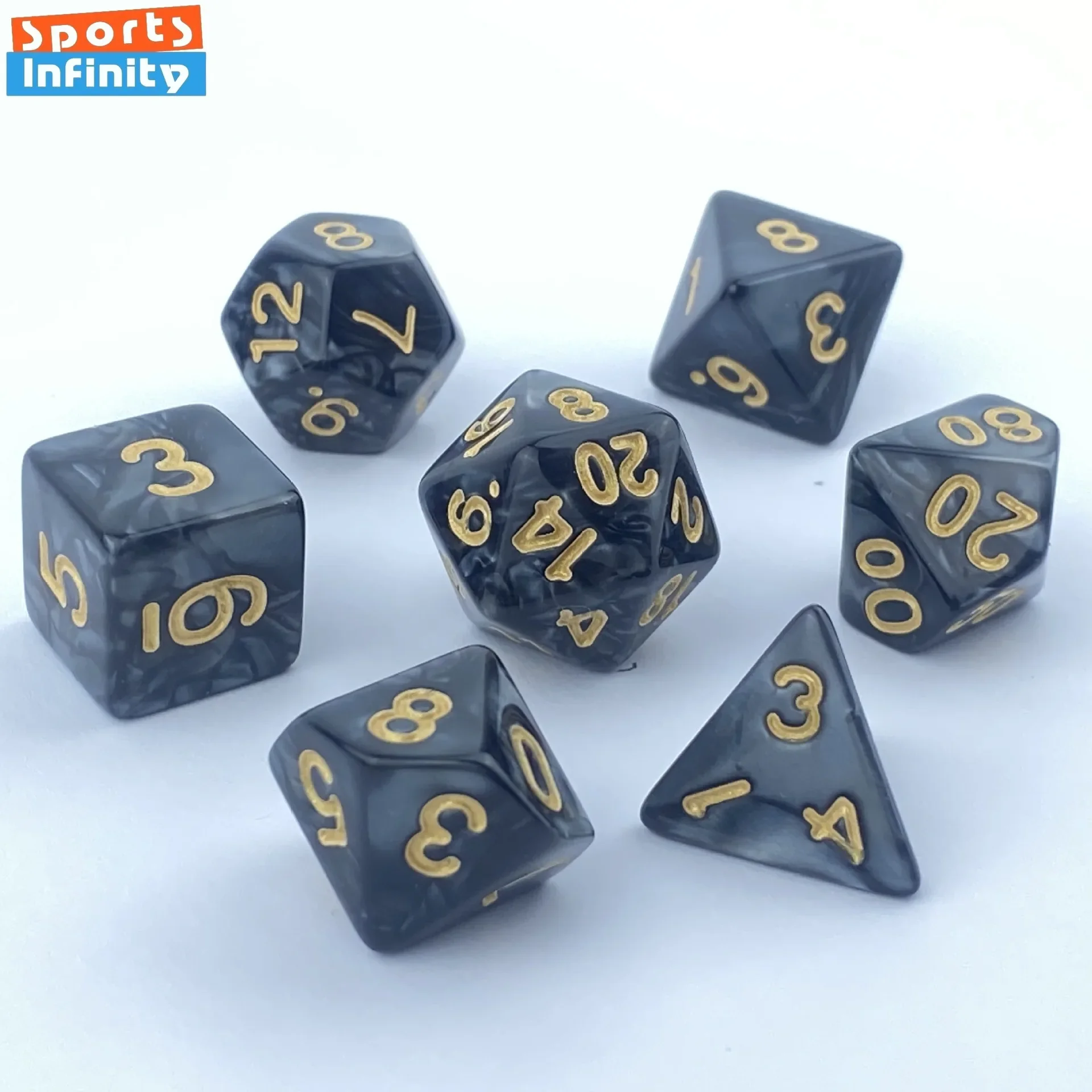 7pcs/set Pearl Pattern Acrylic Number Dice kit for TRPG RPG Running Team D20 D12 D10 D8 D6 D4 Table Game Board Game Dnd Dice Set