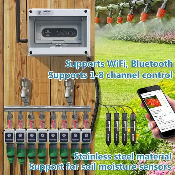 Plant Smart Automatic Tower Garden Irrigation Water Timers Wifi Sprinkler 8 Valve for Garden Hose Farm