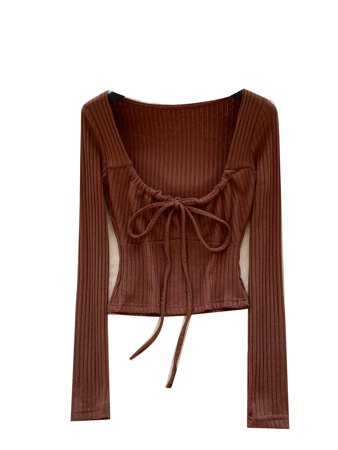 Pure Desire Spicy Girl U-Ne-Camiseta larga de punto Sve para mujer, camiseta Sexy adelgazante para ir al trabajo, Faion coreana