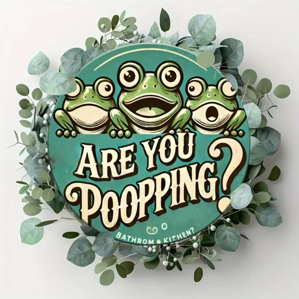 علامة معدنية مستديرة عتيقة "هل أن تتبرز؟" - قطعة واحدة من ديكور ممتع للحمام والمطبخ والمنزل #5