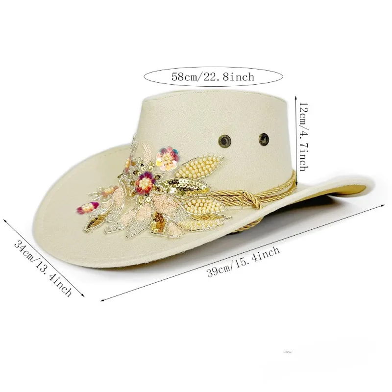 Adult Novelty Party Photo Booth Props Embroidered Flower Hat Western Style Party Ladies Top Hat Fashion Casual Ladies Beach Hat