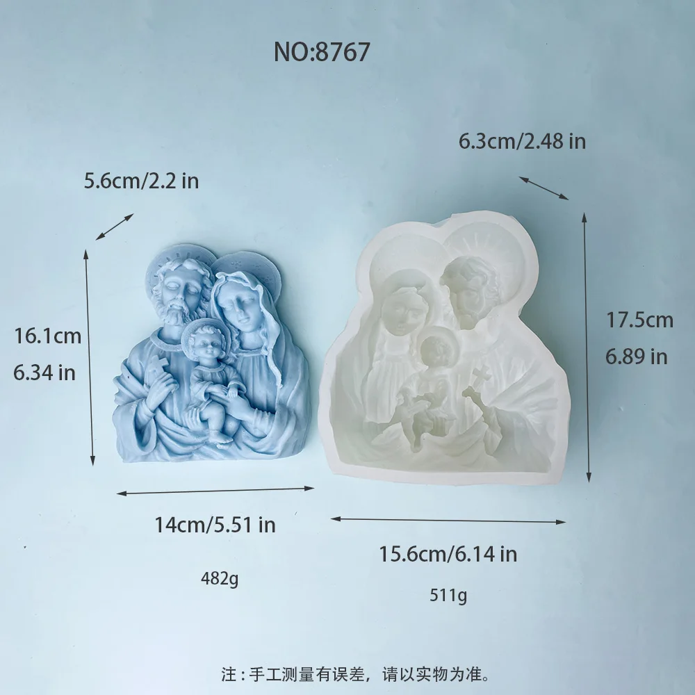 Jesus Family Candle Silicone Mold Religion Virgin Mary Statue Aroma Gypsum Mold DIY Catholic Holy Home Decoration