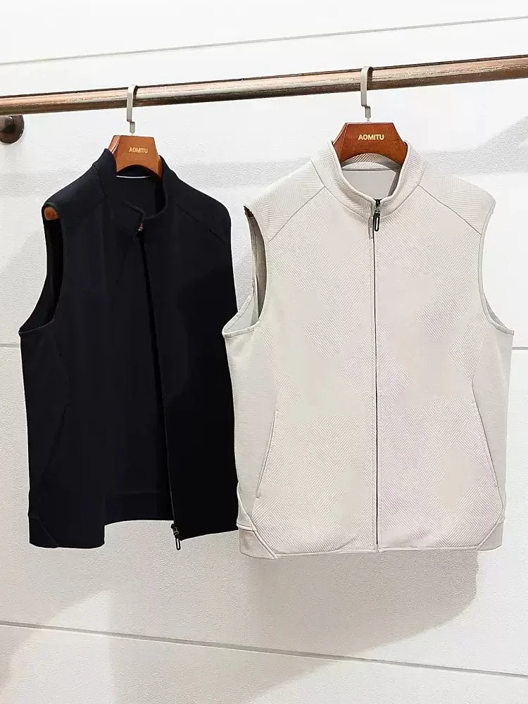

Z Series Men's Woolen Casual Vest Jaet Simple Busin Sle Autumn Winter Thiened Faion Ci Youth Side Zipper