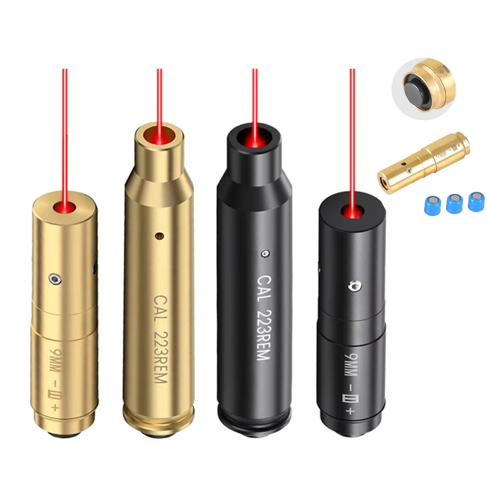 9mm.223 5,56mm diámetro avistamiento láser punto rojo láser Boresighter con interruptor de actualización Zeroing láser bala vista puntero láser