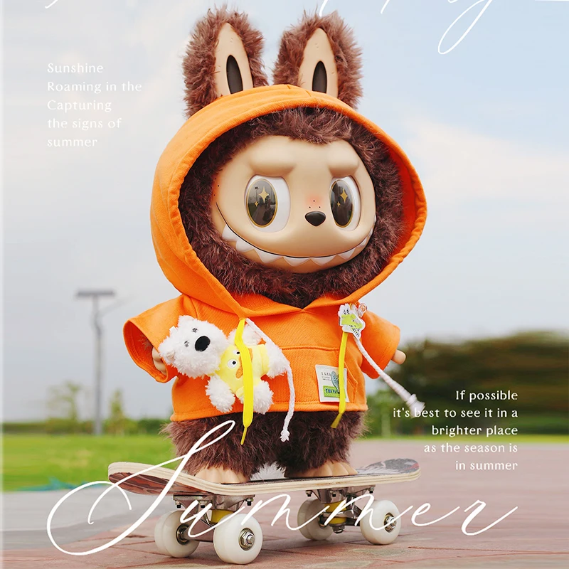 Only Clothes 58cm Zimomo Doll Clothes Labubu Outfit Hoodie Pendant Puppy Clamp Woven Label Cute Kawaii Doll Surprise Clothes