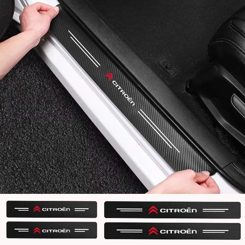 4pcs Car Anti Scratch Door Sill Plate Protectors Strip For Citroen C4 C3 C5 C1 C2 Berlingo C-Elysee C4-Picasso C4-Aircross