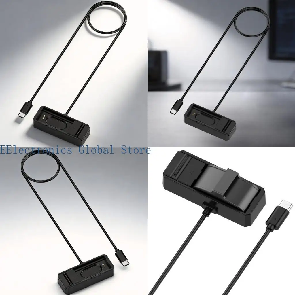 462B Wearable Power Cable for Band 1.0, Featuring Power-Side Input End and Recessed Two-Contact Charging Base with Flexible