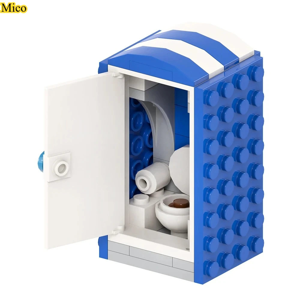 

City Series 36Pcs MOC Street View Portable Toilet Scene Building Blocks Desktop Decoration Mini Ornament
