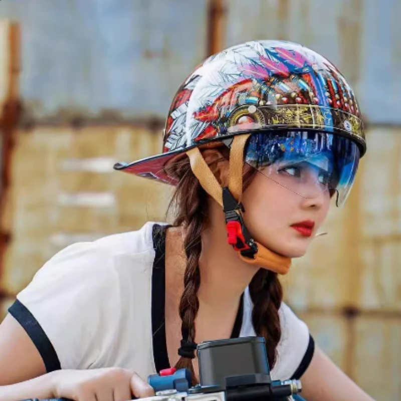 

Гибридный дизайн премиум-класса для уличного повседневного велосипедного спорта, унисекс, ретро мотоциклетный шлем, несколько цветов, бейсболка, шлем на половину лица