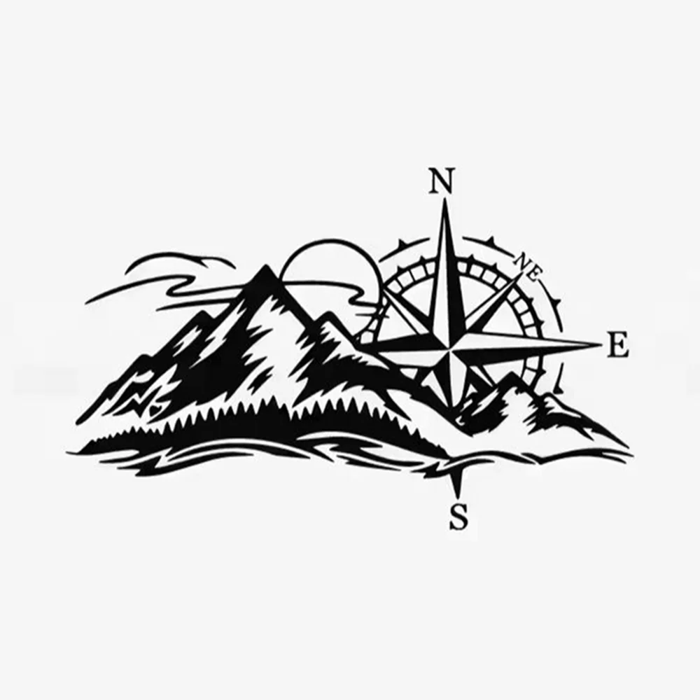 Evening Breeze Compass Peak Vinyl Decal, Creative Cartoon Style Sticker for Car Truck Motorcycle Laptop, Removable Decor