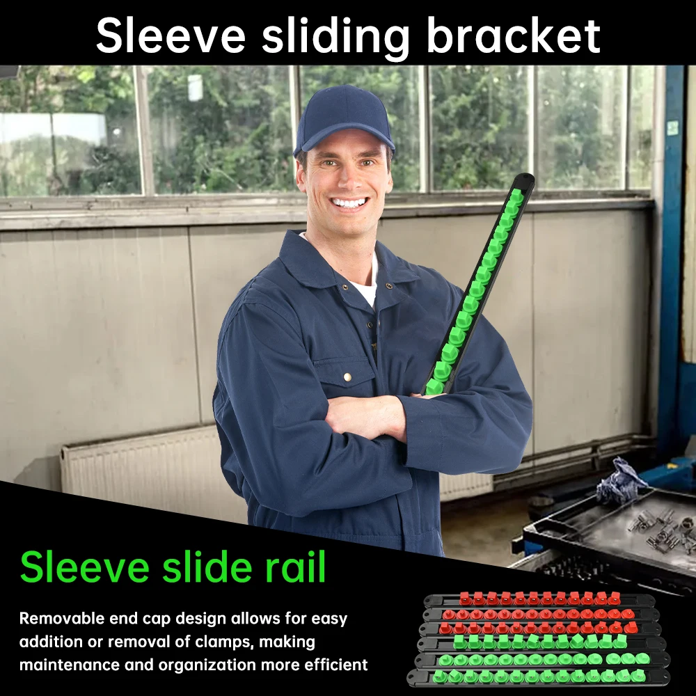 Professional Socket Holder with Detachable End Caps For 1/2 1/4 3/8 Inch Sockets Vertical/horizontal Mounting for Tidy Workspace