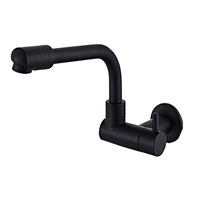 ABZV-360 Degree Rotating Black Wall Mounted Single Cold Water Mixer Solid Brass Kitchen Sink Basin Faucet Mop Pool Water Taps