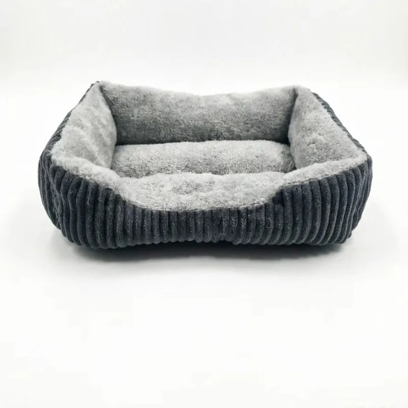 Cama sofá felpa pana gris para perros pequeños y medianos - imagen 4