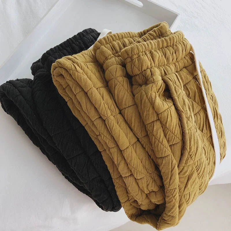 

plus Size Thiened Cotton Casual Pants Women Winter Loose Trousers Korean Sle High Waist Long Pants Warm Cotton Trousers